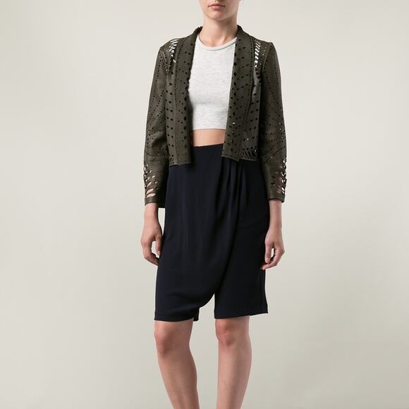 Haute Hippie Laser Cut Shrug Jacket Olive XS - Picture 1 of 12